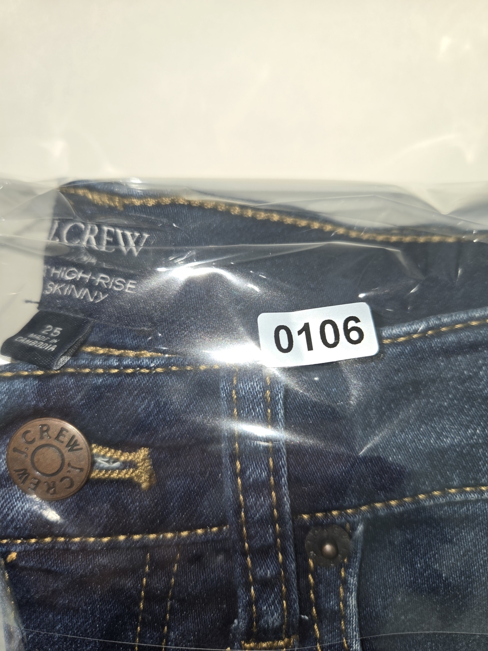 J. Crew Women's Skinny Jeans in Dark Blue Indigo W Whiskers Womens Size 25 - Picture 10 of 11